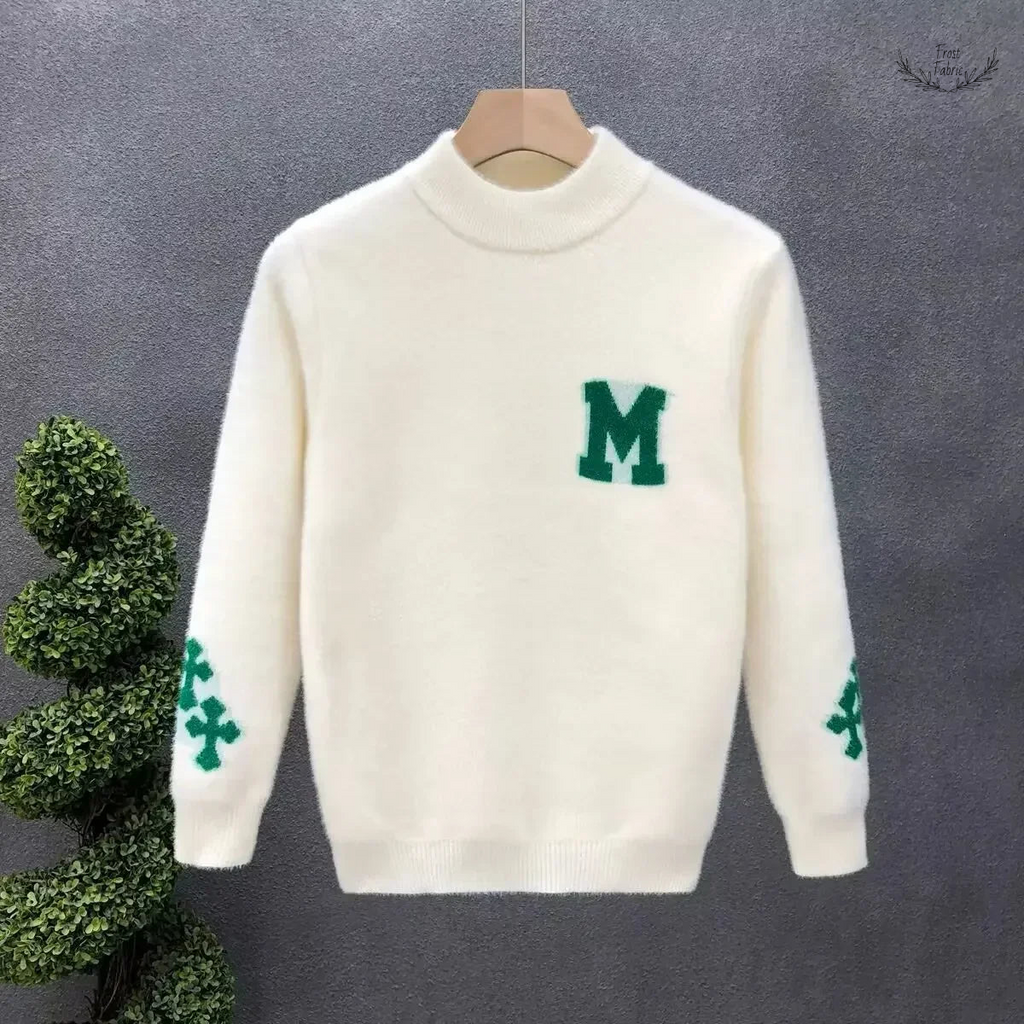 Frost & Fabric Men's Plush Mink Velvet Knit Sweater for Warm Autumn Winter