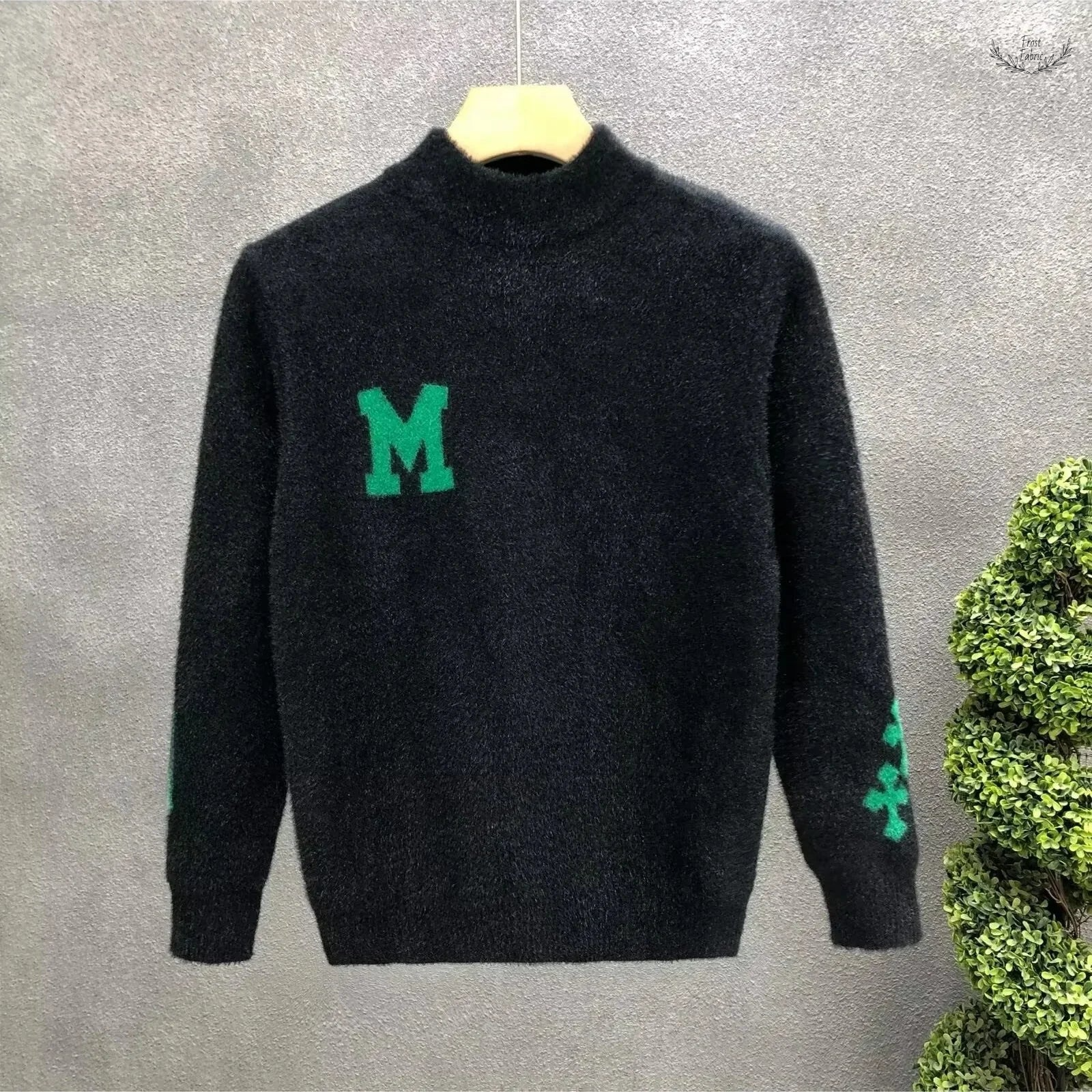 Frost & Fabric Men's Plush Mink Velvet Knit Sweater for Warm Autumn Winter