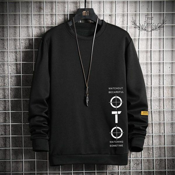 Men's Premium Black Graphic Sweatshirt: Soft Cotton Blend Minimalist Streetwear Pullover