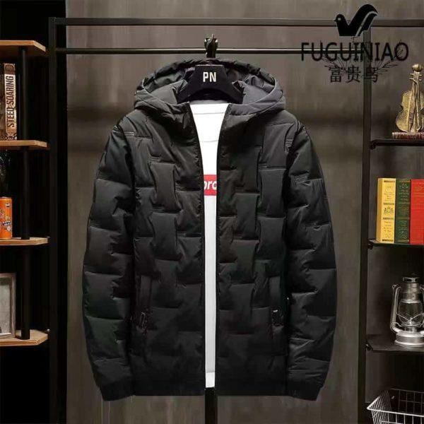 Men's Premium Insulated Black Hooded Puffer Jacket Winter Coat
