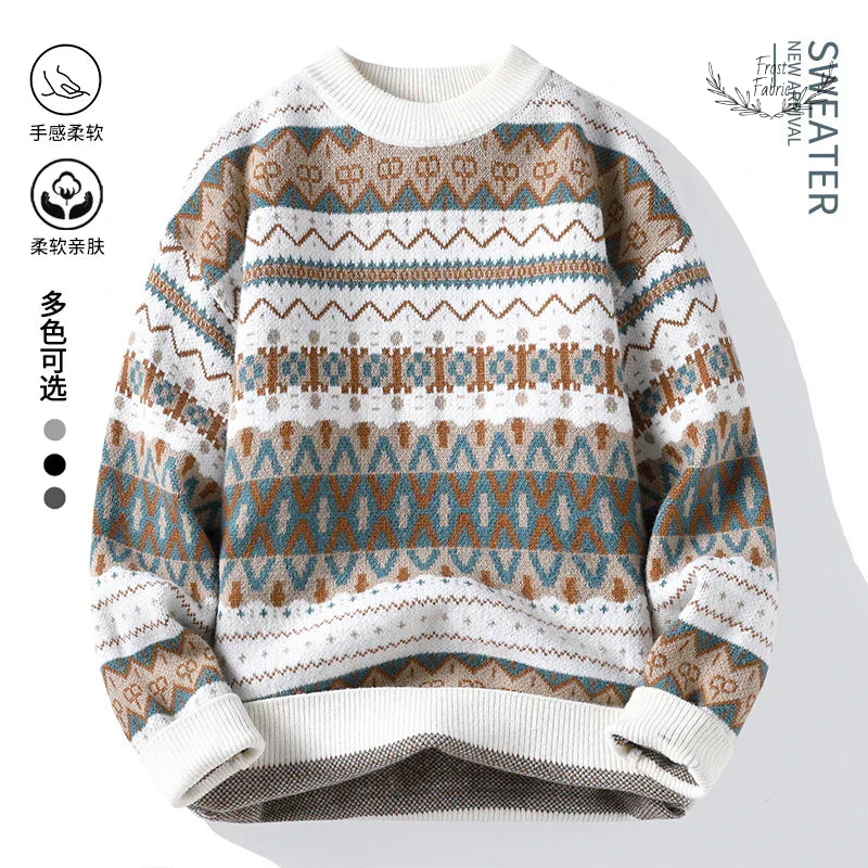 Men's Premium Thick Knit Round Neck Sweater for Everyday Winter Comfort