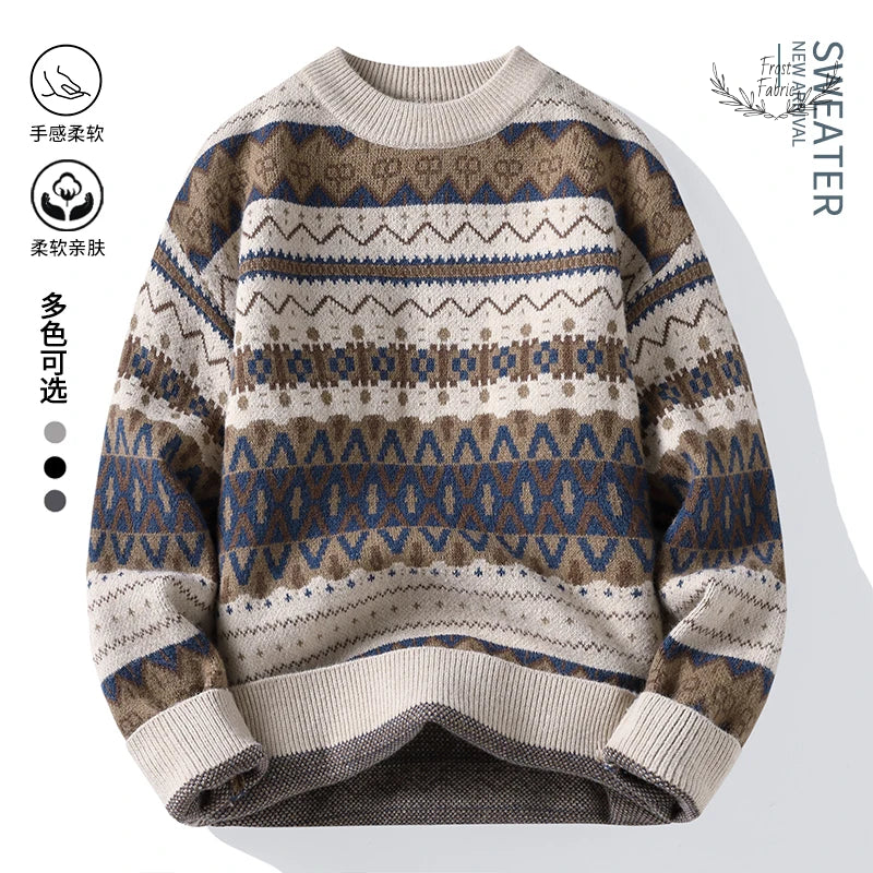 Men's Premium Thick Knit Round Neck Sweater for Everyday Winter Comfort