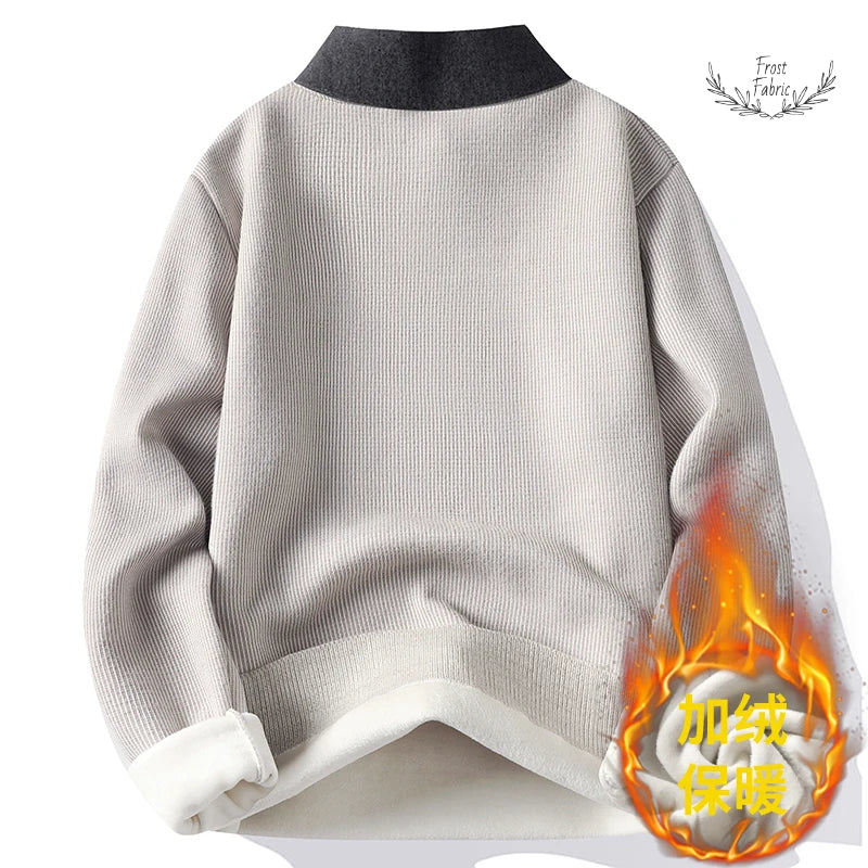 Men's Stylish Turndown Collar Knit Sweater - Fake Two-Piece Versatile Winter Warmth