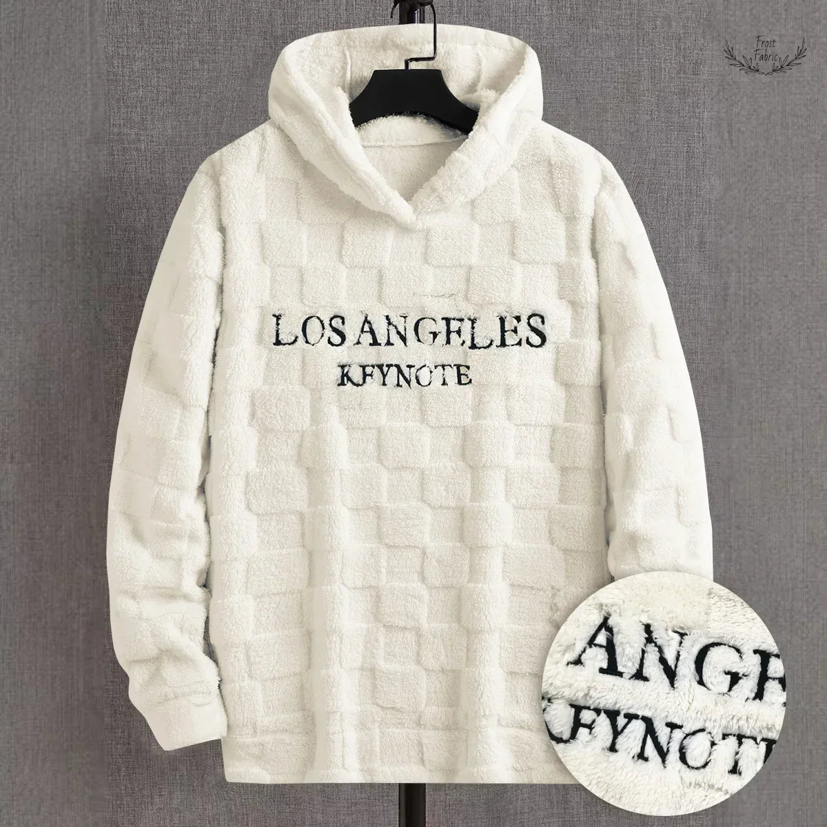 Men's Thickened Plush Hooded Pullover: Embroidered Letters, Warm Winter Style
