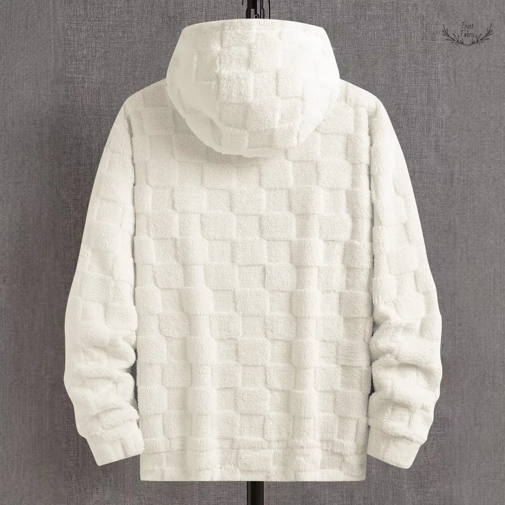 Men's Thickened Plush Hooded Pullover: Embroidered Letters, Warm Winter Style