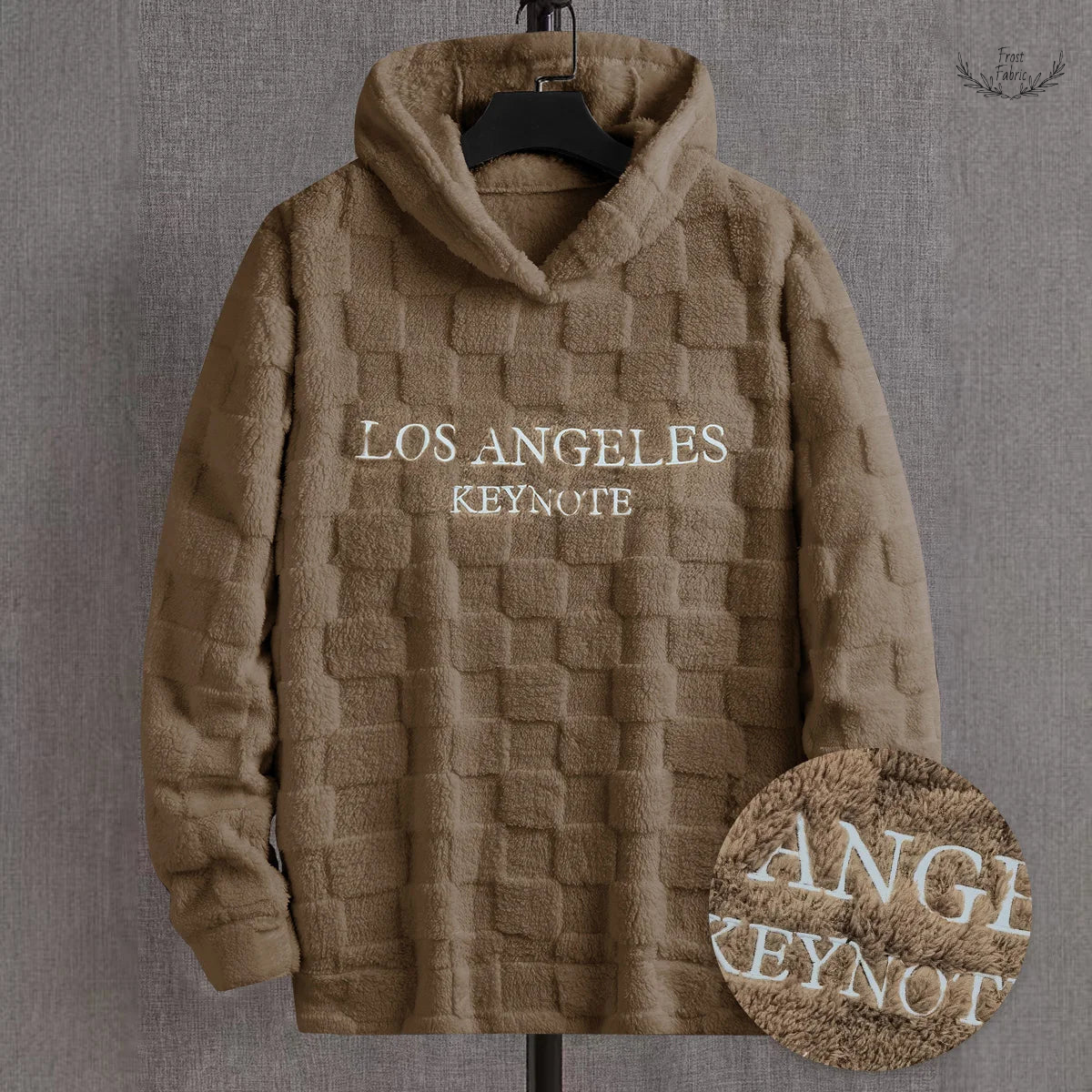 Men's Thickened Plush Hooded Pullover: Embroidered Letters, Warm Winter Style