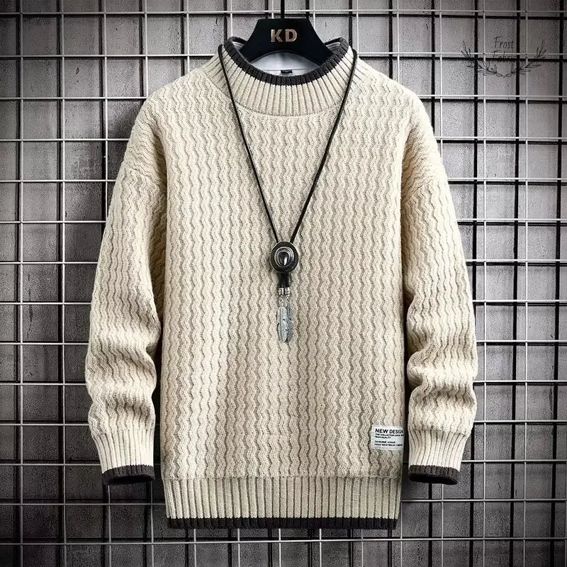 Men's Trendy Korean Loose Knit Sweater Jacket for Autumn Winter