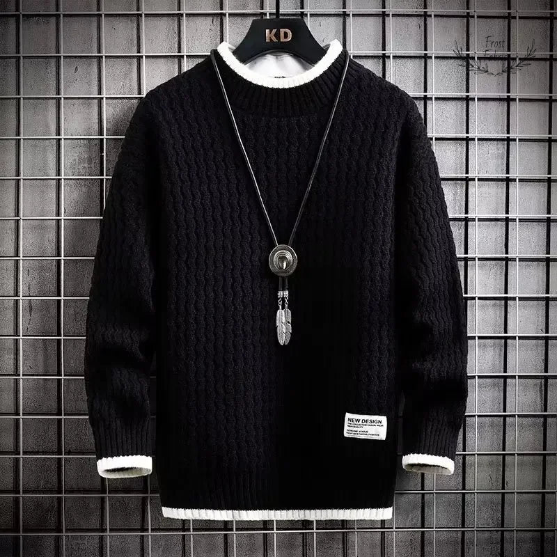 Men's Trendy Korean Loose Knit Sweater Jacket for Autumn Winter