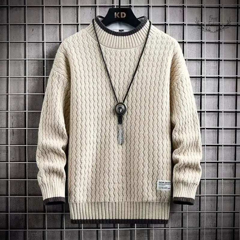Men's Trendy Korean Loose Knit Sweater Jacket for Autumn Winter