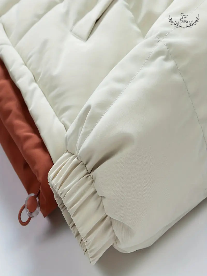 Men's Warm Insulated Two-Tone Puffer Jacket with Built-in Hoodie