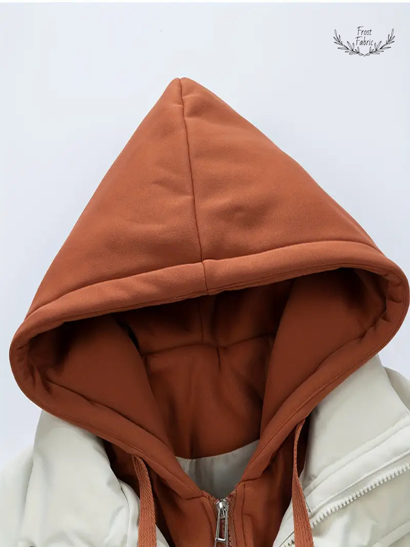 Men's Warm Insulated Two-Tone Puffer Jacket with Built-in Hoodie