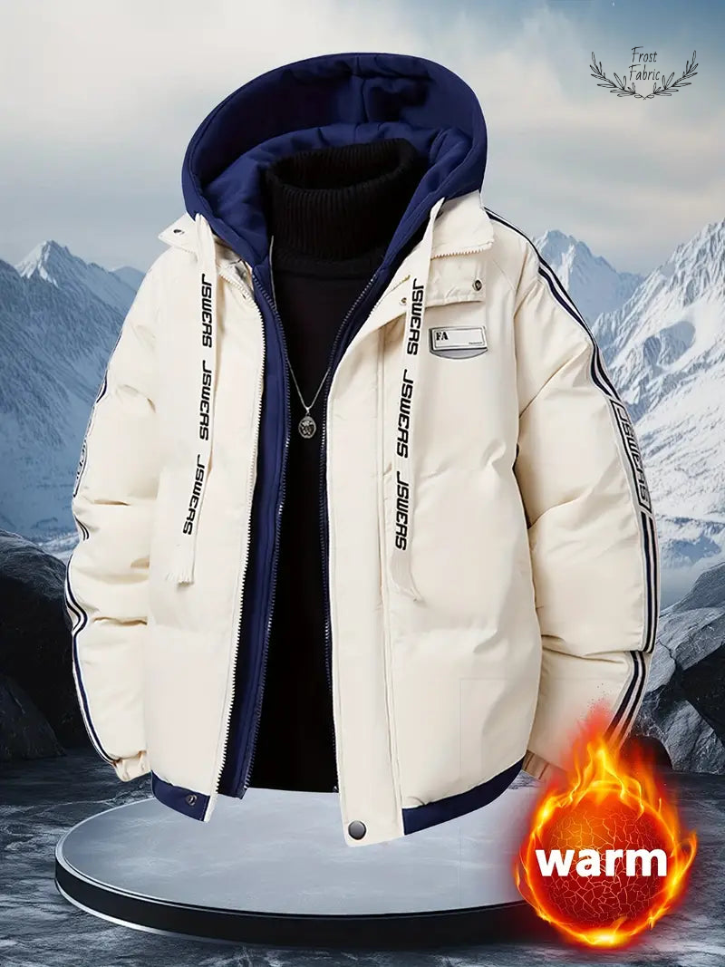 Men's Warm Layered Hooded Winter Puffer Jacket - Streetwear Thermal Coat