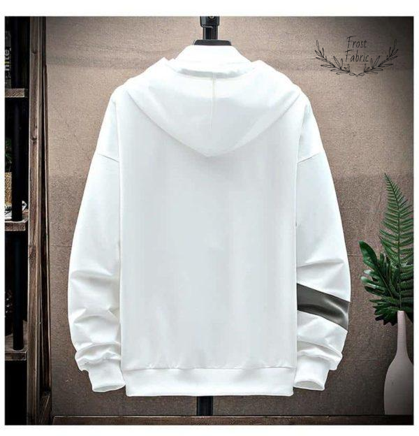 Modern White Streetwear Graphic Hoodie: Oversized Fit, Geometric Panel, Utility Pocket