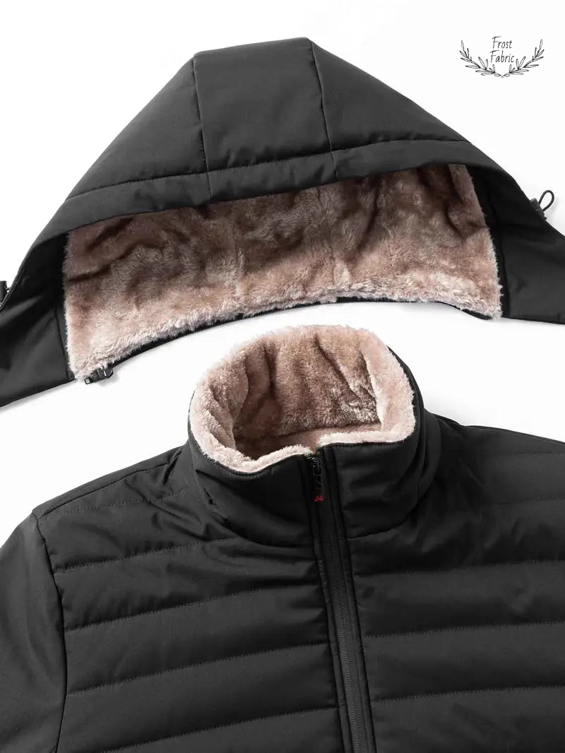 Premium Fleece-Lined Hooded Winter Puffer Jacket - Ultimate Warmth & Comfort