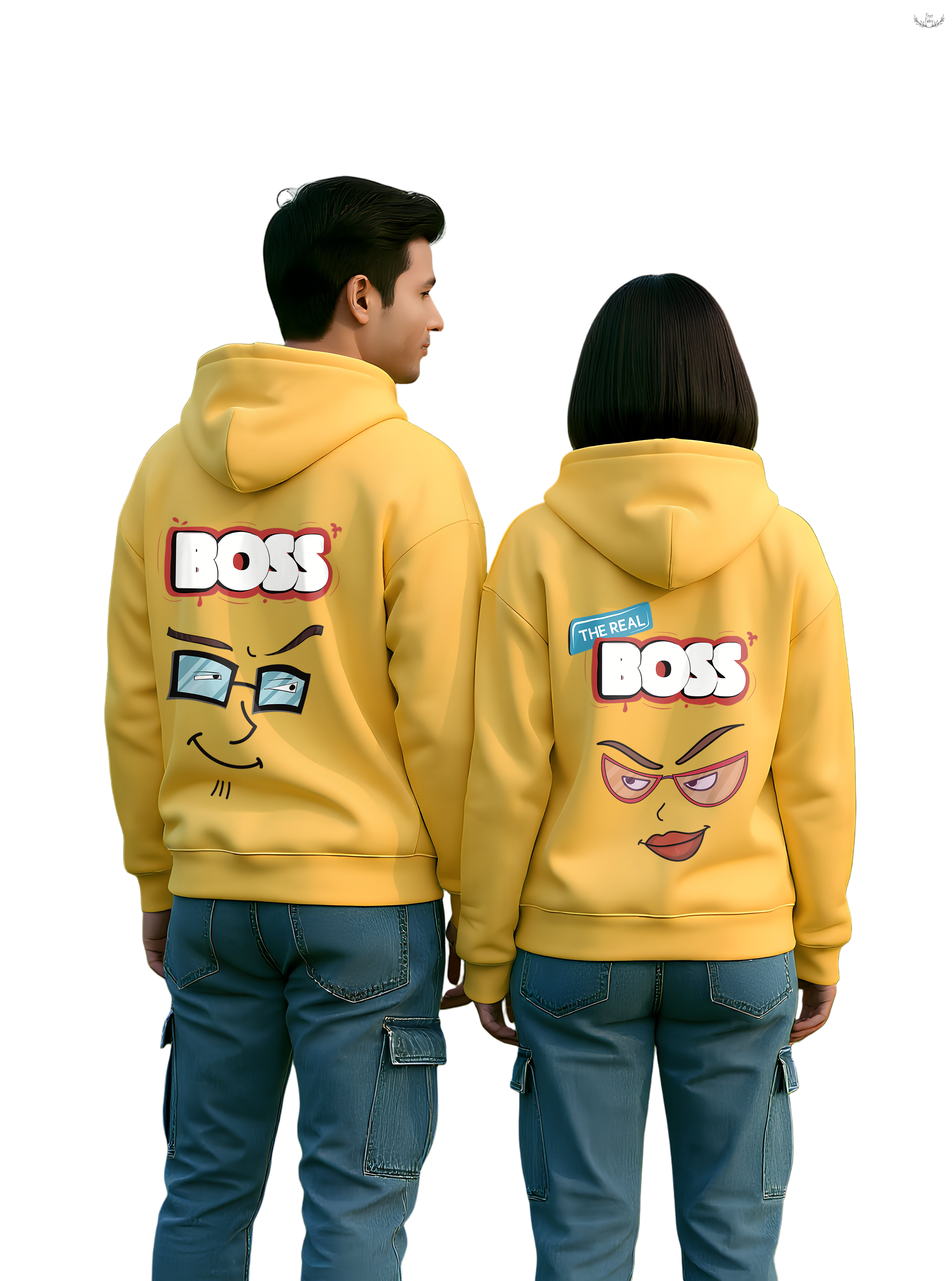 Premium Heavyweight Oversized Couple Hoodie: 'Boss & Real Boss' Matching Fleece