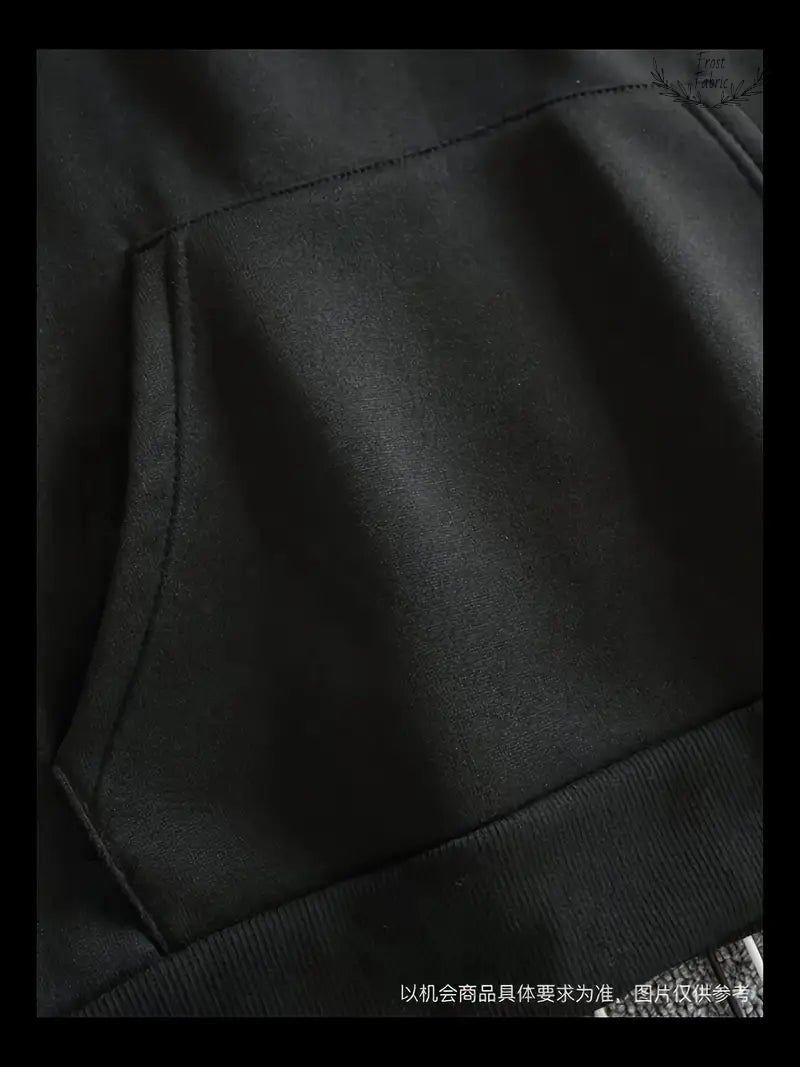 Stylish Black Plaid Layered Hoodie: Fashion Patchwork Streetwear Sweatshirt for Men