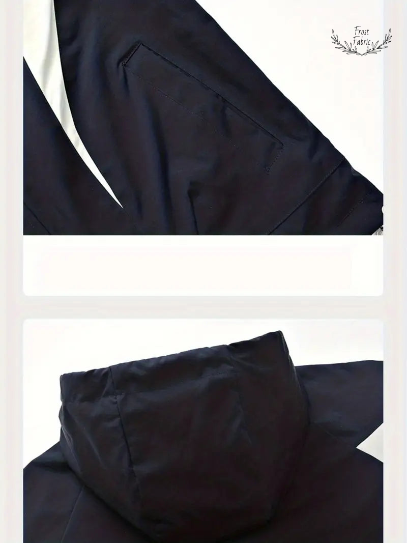 Stylish Men's Lightweight Color-Block Windbreaker Jacket with Adjustable Hood