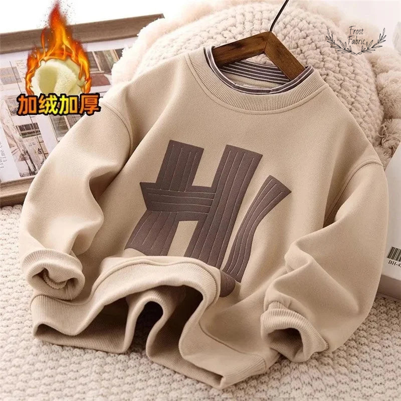 Ultra-Warm Kids Fleece-Lined Padded Pullover Sweatshirt Jacket for Boys & Girls