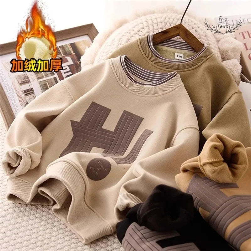 Ultra-Warm Kids Fleece-Lined Padded Pullover Sweatshirt Jacket for Boys & Girls