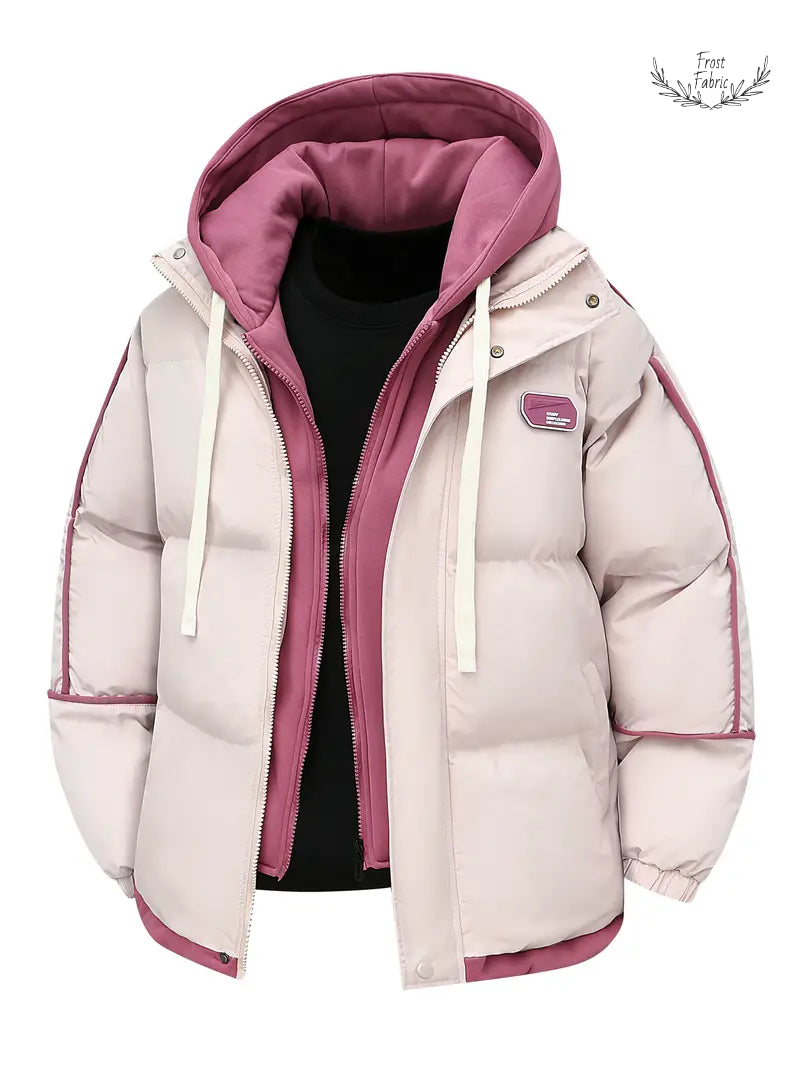 Ultra Warm Dual-Layer Hooded Puffer Jacket, Windproof Soft Lined Winter Essential