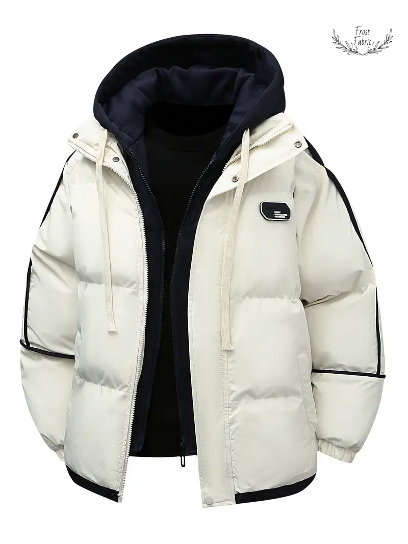 Ultra Warm Dual-Layer Hooded Puffer Jacket, Windproof Soft Lined Winter Essential