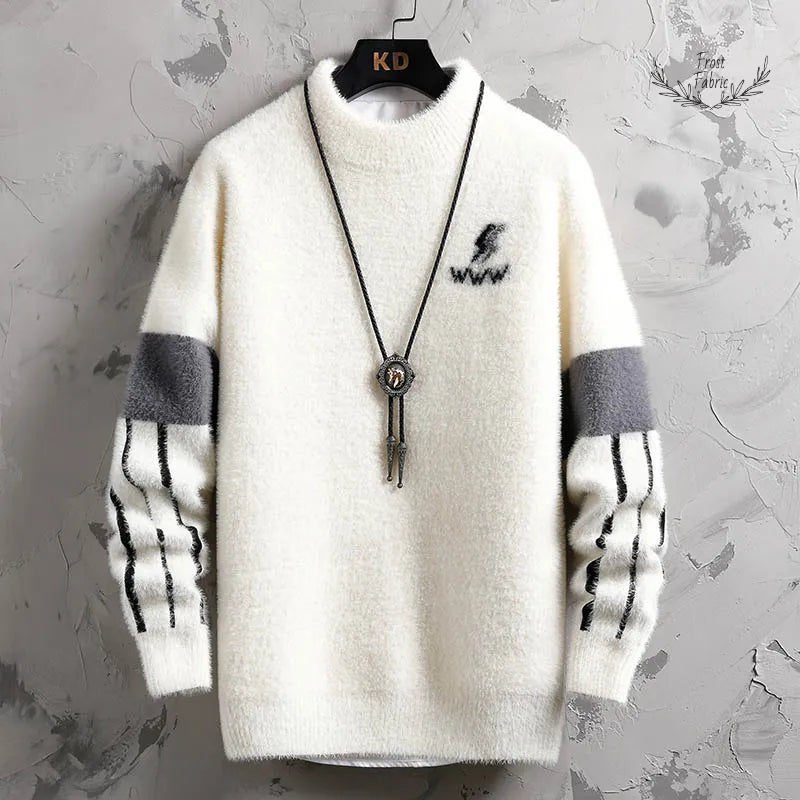 Warm Knitted Long Sleeve Men's Sweater - Thick Wool Casual Style