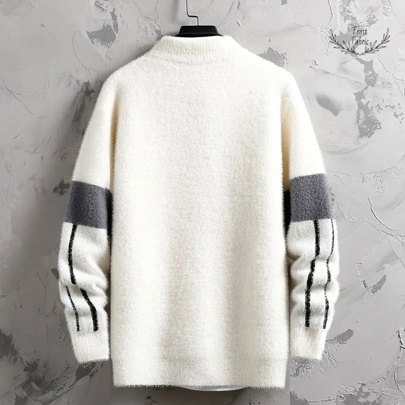 Warm Knitted Long Sleeve Men's Sweater - Thick Wool Casual Style