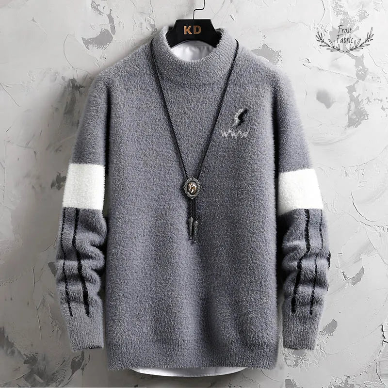 Warm Knitted Long Sleeve Men's Sweater - Thick Wool Casual Style