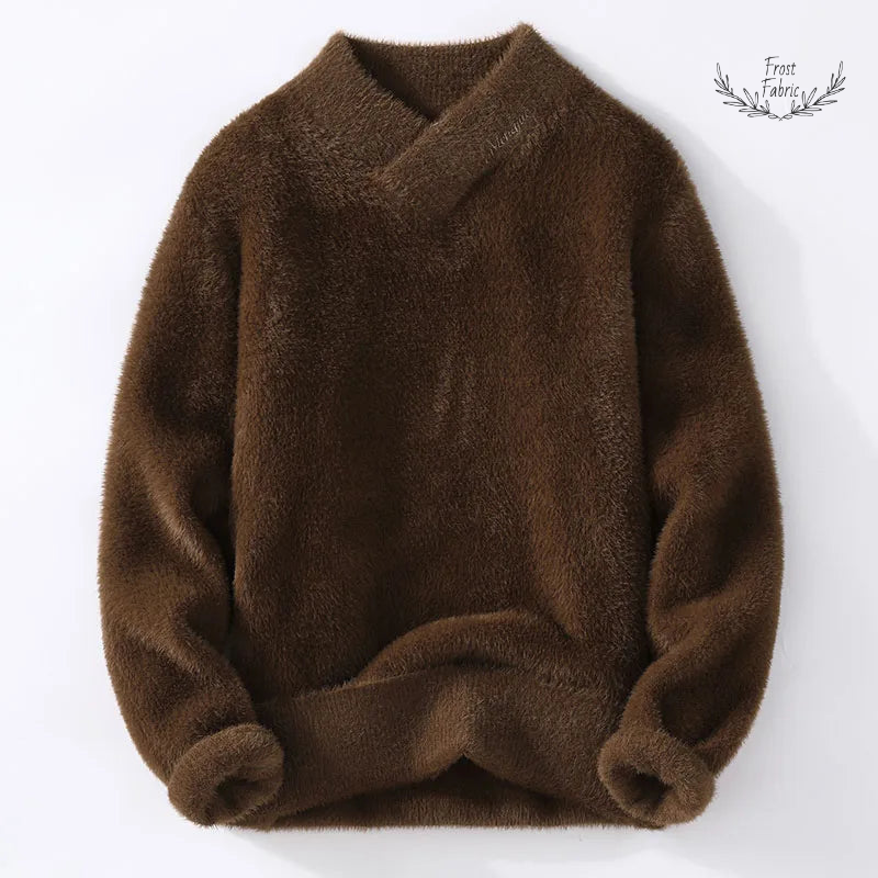 Warm Korean Style V-Neck Men's Wool Pullover Sweater for Autumn Winter