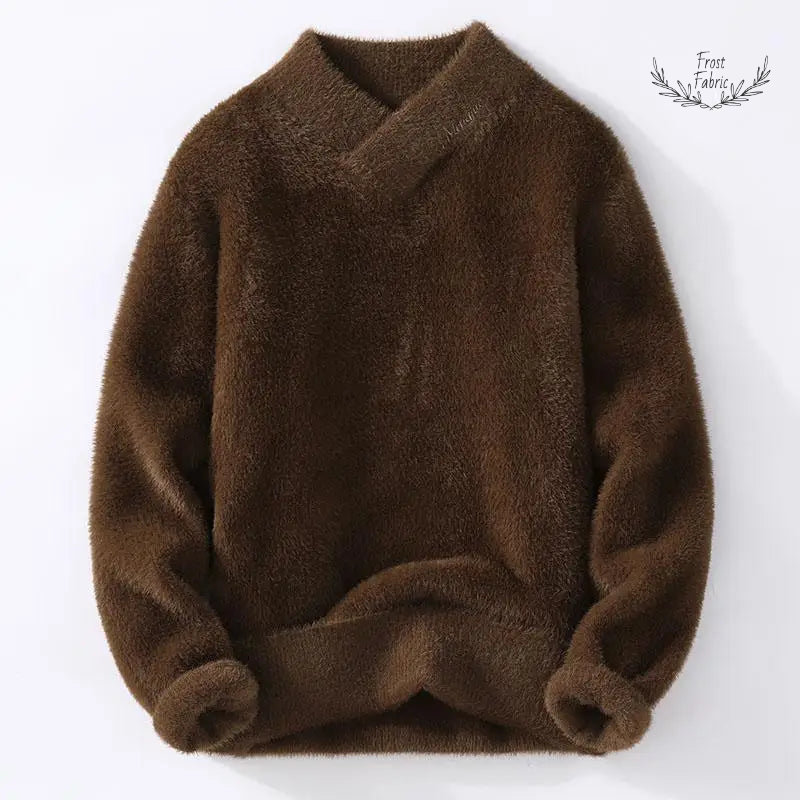 Warm Korean Style V-Neck Men's Wool Pullover Sweater for Autumn Winter