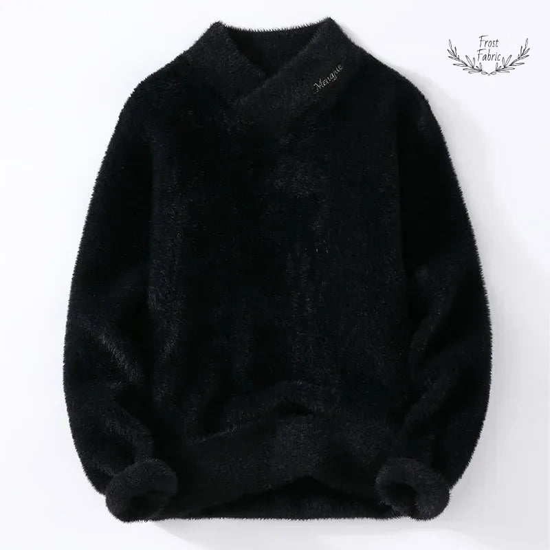 Warm Korean Style V-Neck Men's Wool Pullover Sweater for Autumn Winter