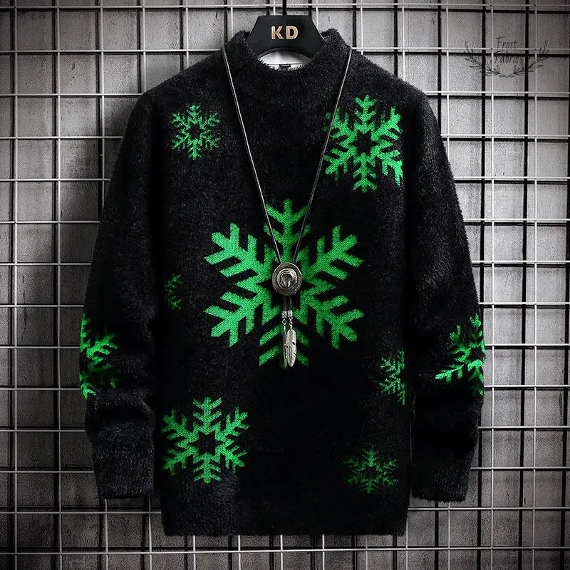 Warm Men's Half High-Neck Imitation Mink Fur Knitted Sweater 鈥 Cozy, Stylish