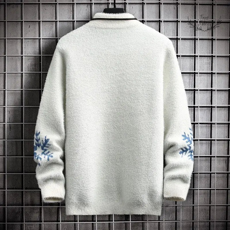 Warm Men's Half High-Neck Imitation Mink Fur Knitted Sweater 鈥 Cozy, Stylish