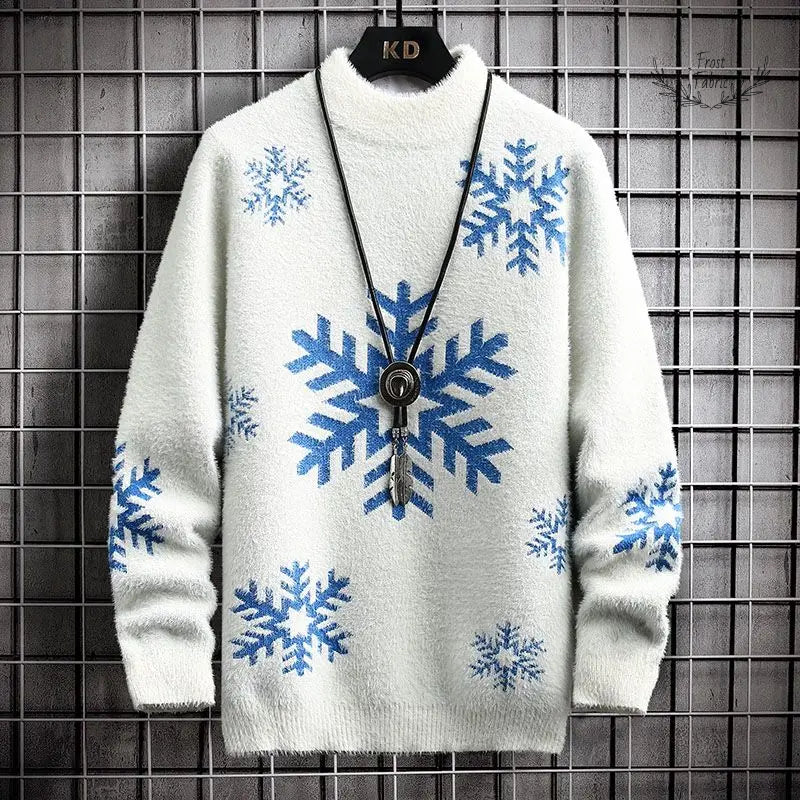 Warm Men's Half High-Neck Imitation Mink Fur Knitted Sweater 鈥 Cozy, Stylish