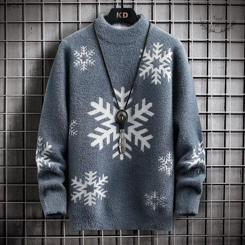 Warm Men's Half High-Neck Imitation Mink Fur Knitted Sweater 鈥 Cozy, Stylish