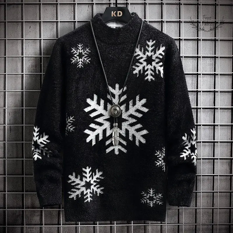 Warm Men's Half High-Neck Imitation Mink Fur Knitted Sweater 鈥 Cozy, Stylish